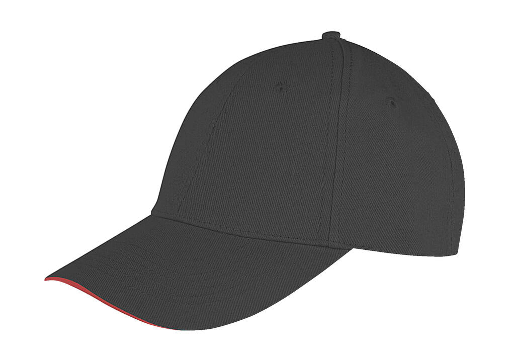 Memphis Low Profile Sandwich Peak Cap in Farbe Black/Red