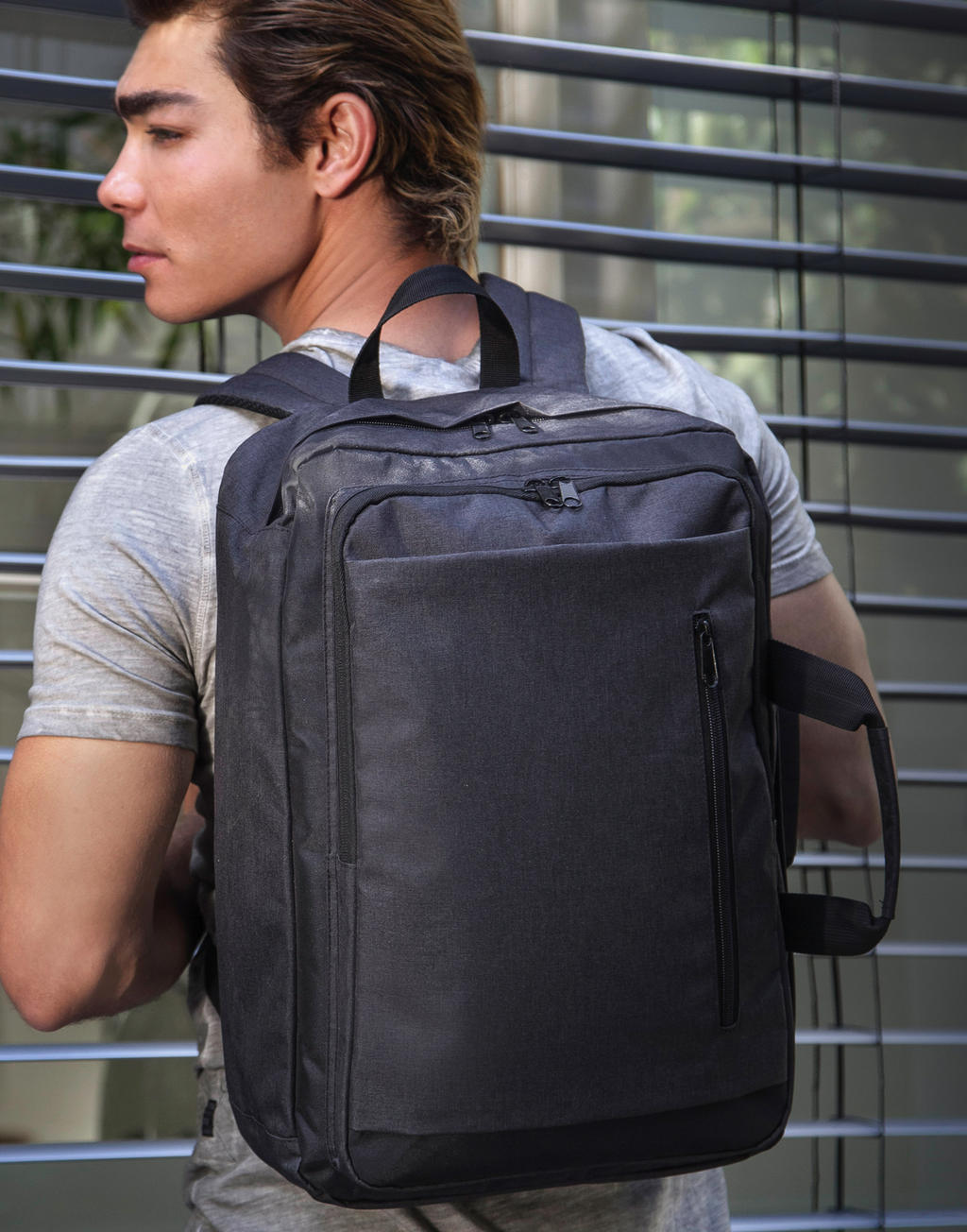 Bordeaux Hybrid Laptop Briefcase in Farbe Charcoal Melange/Black