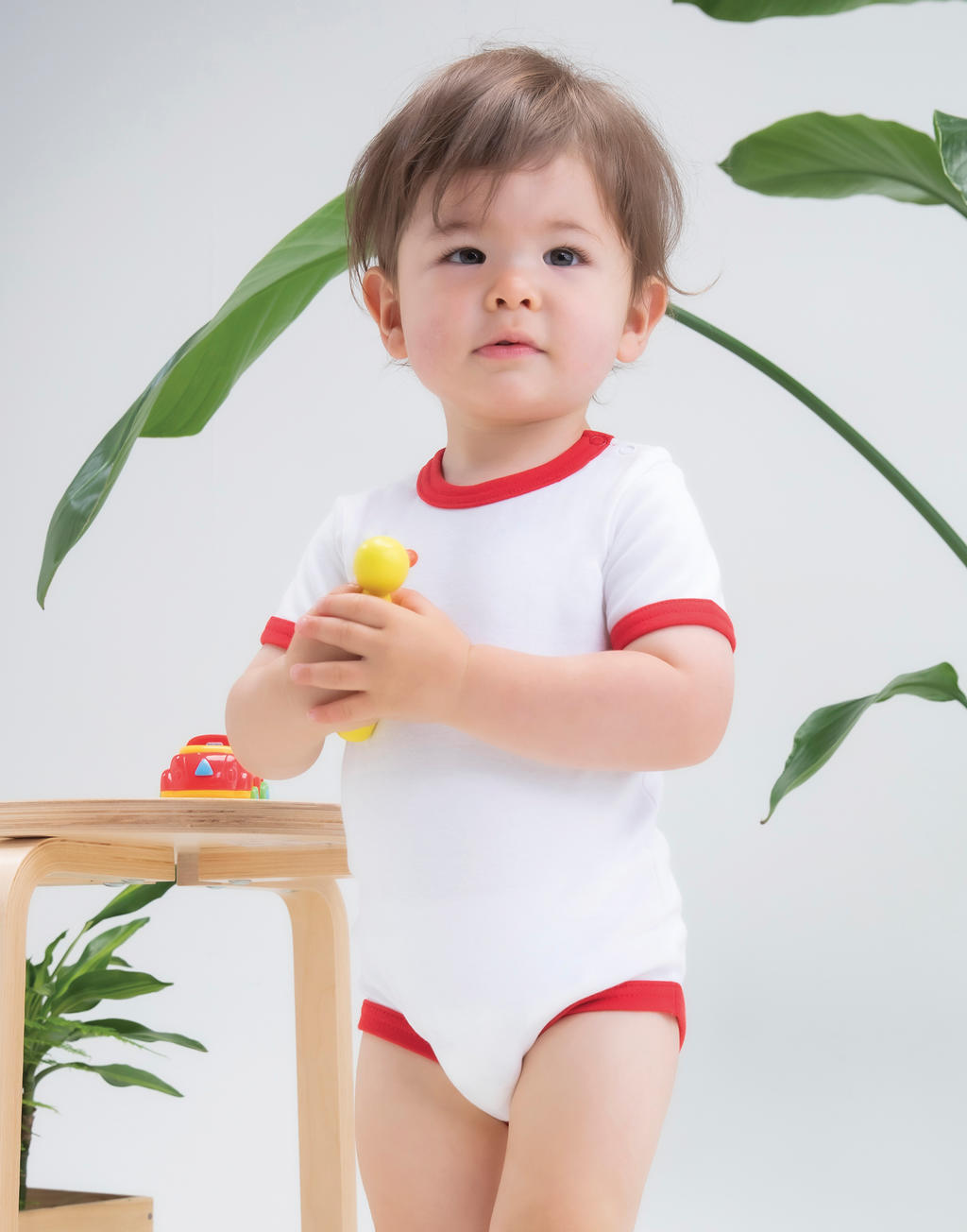 Baby Ringer Bodysuit in Farbe White/Red