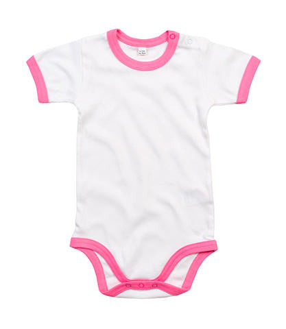 Baby Ringer Bodysuit in Farbe White/Bubblegum Pink Organic