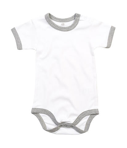 Baby Ringer Bodysuit in Farbe White/Heather Grey Melange
