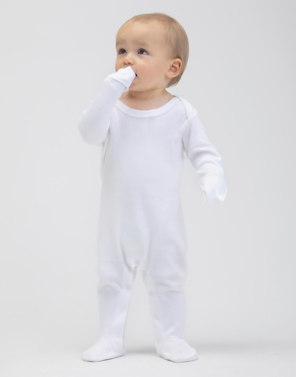 Baby Sleepsuit with Scratch Mitts in Farbe White