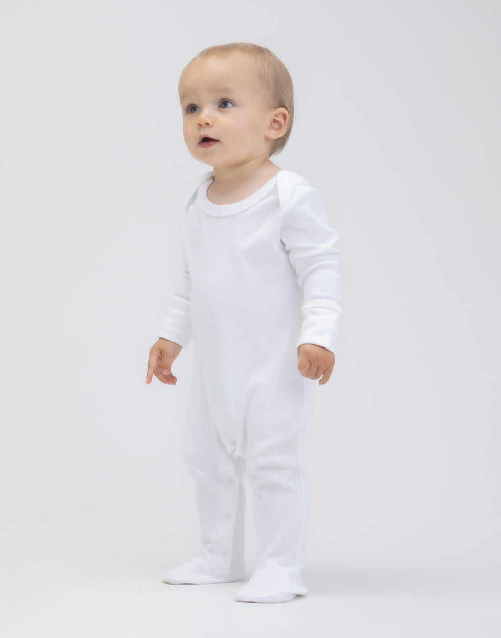 Baby Sleepsuit with Scratch Mitts in Farbe White