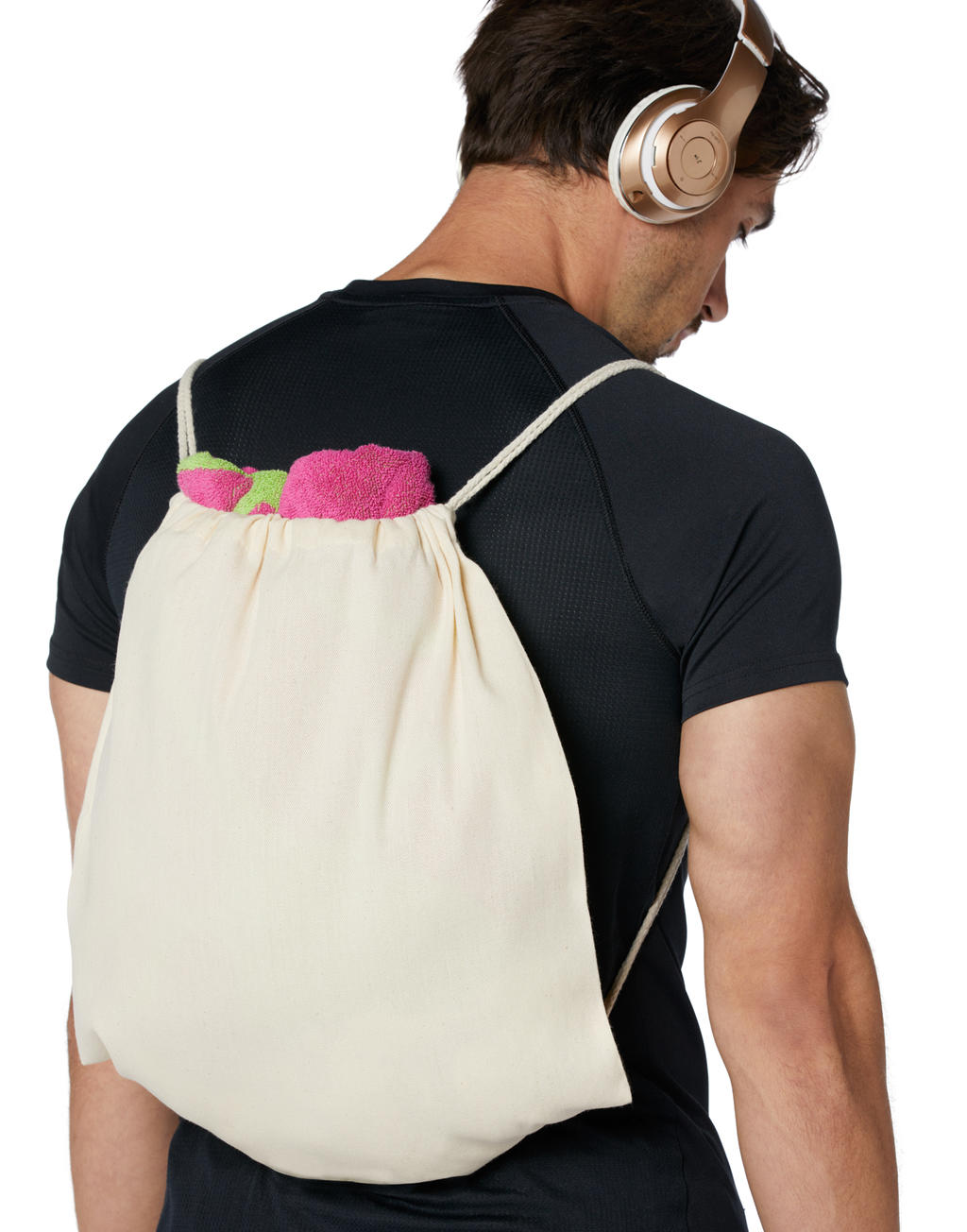 Baby Canvas Cotton Drawstring Backpack in Farbe Snowwhite