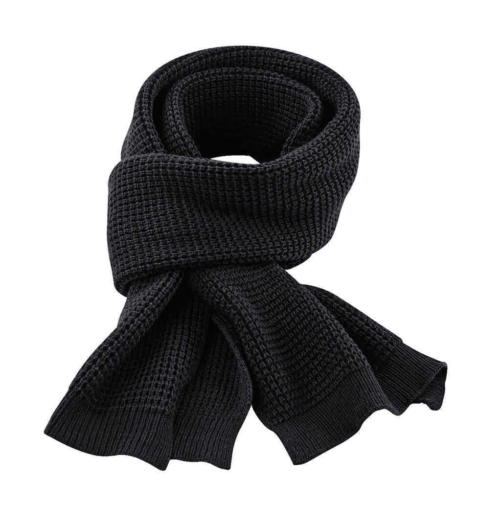 Classic Waffle Knit Scarf in Farbe Black