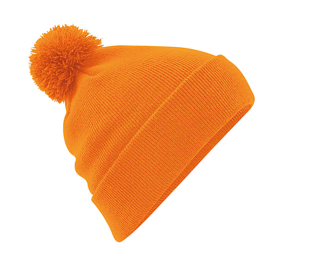 Original Pom Pom Beanie in Farbe Orange