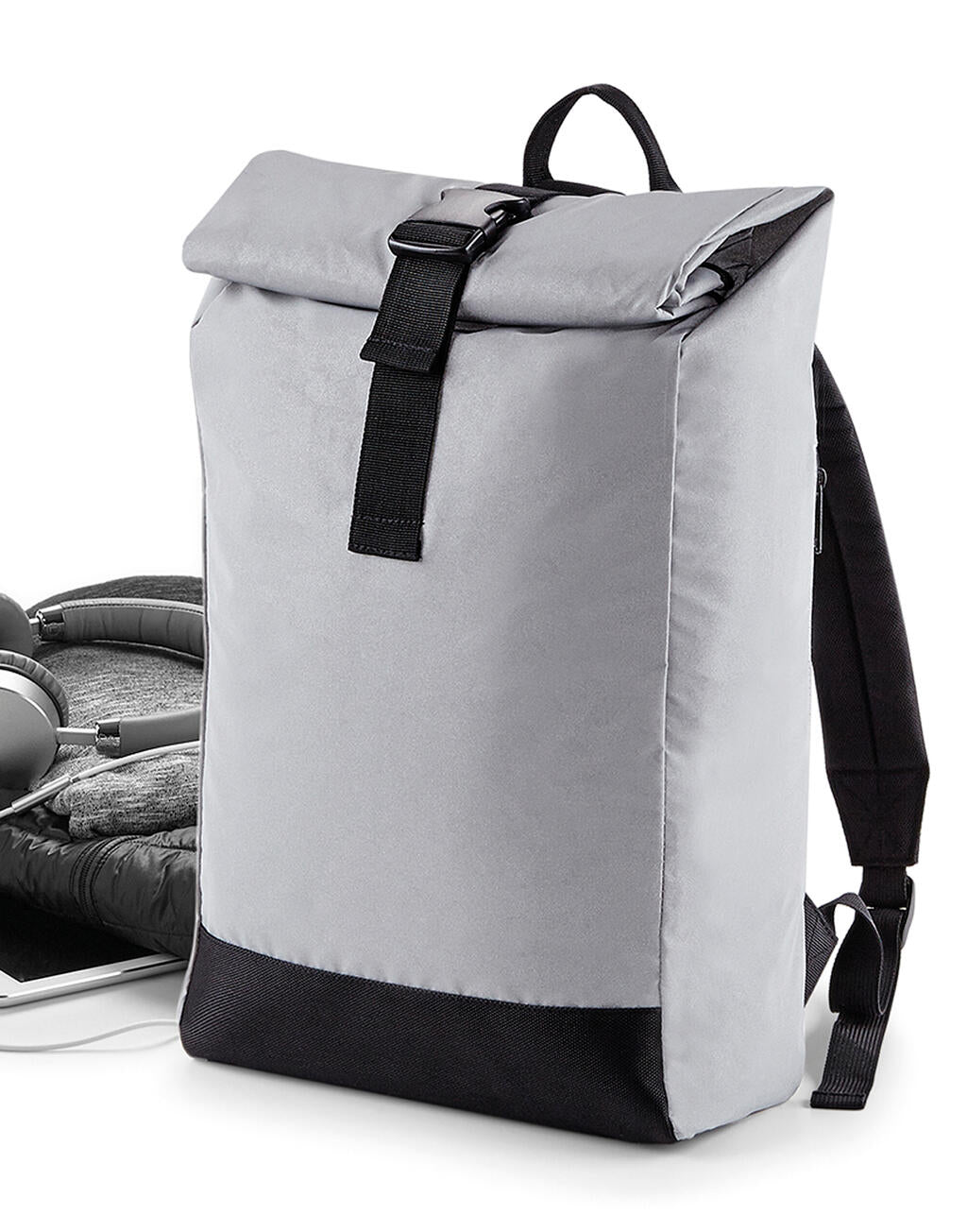 Reflective Roll-Top Backpack in Farbe Black Reflective