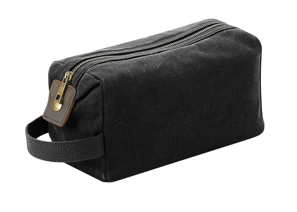 Heritage Waxed Canvas Wash Bag in Farbe Black