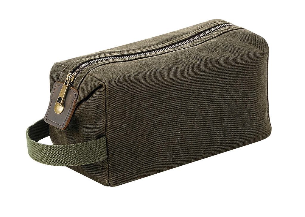 Heritage Waxed Canvas Wash Bag in Farbe Olive Green