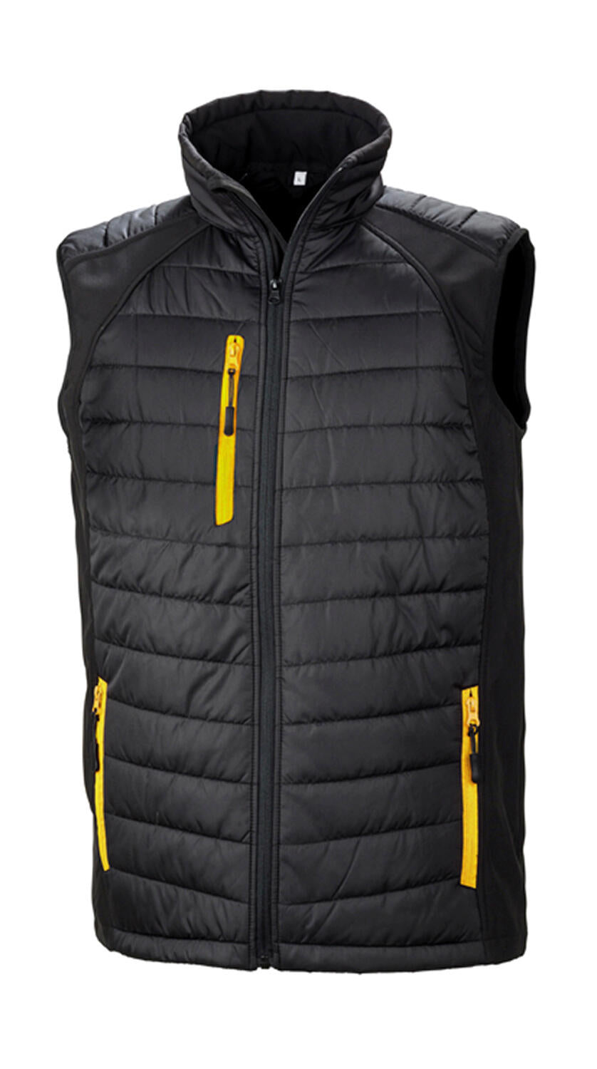 Black Compass Padded Softshell Gilet in Farbe Black/Yellow