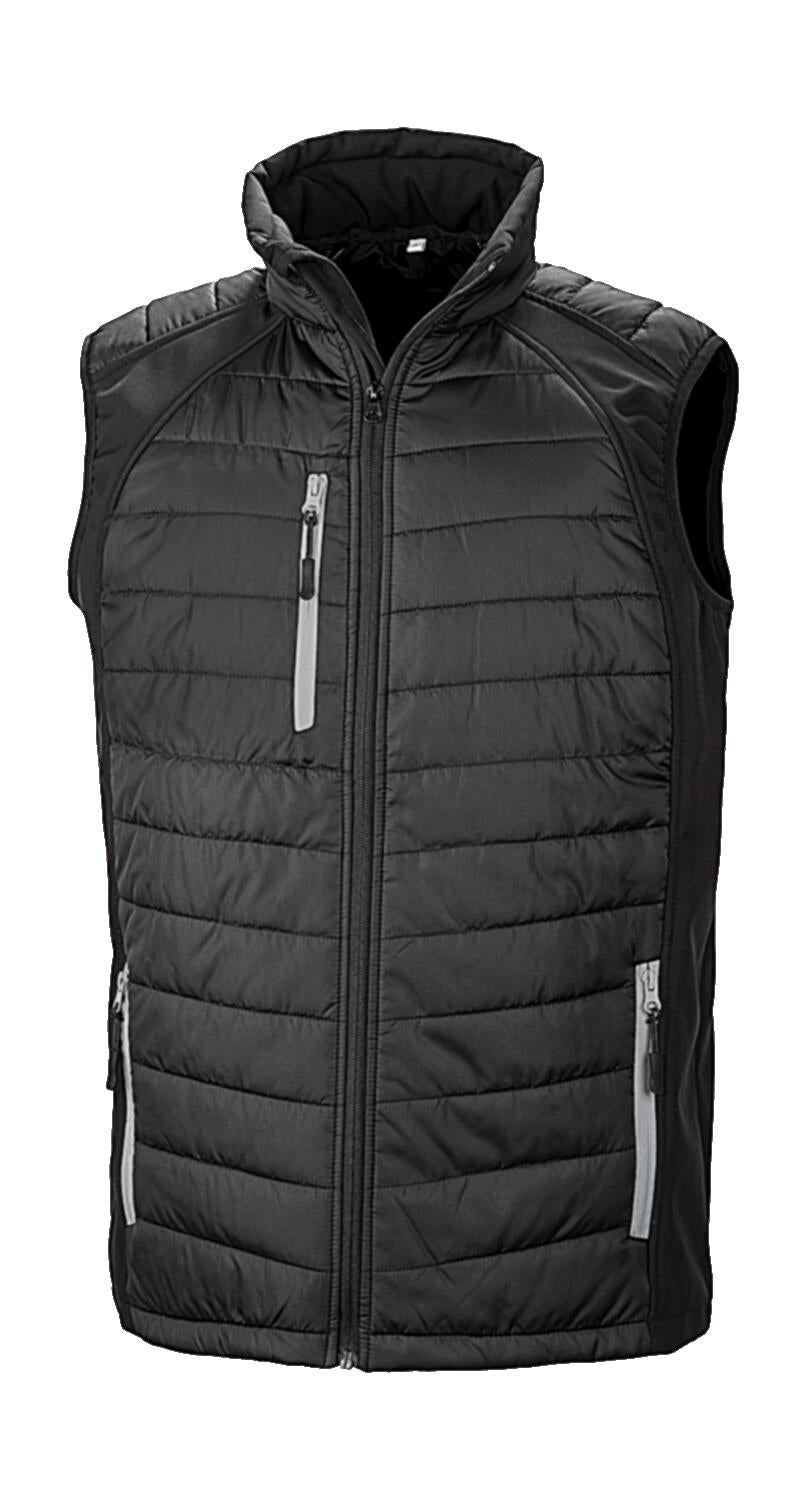 Black Compass Padded Softshell Gilet in Farbe Black/Grey