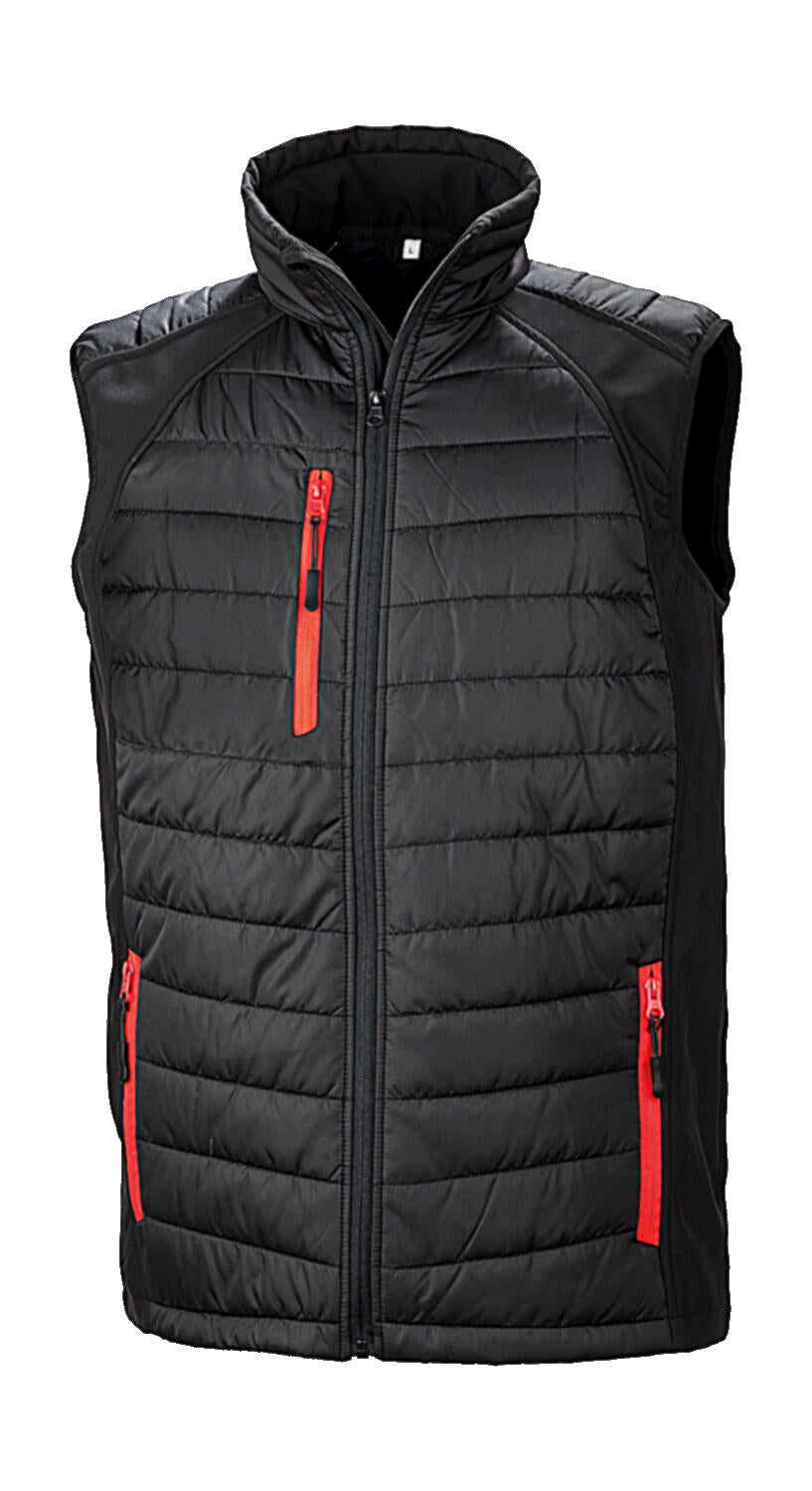 Black Compass Padded Softshell Gilet in Farbe Black/Red