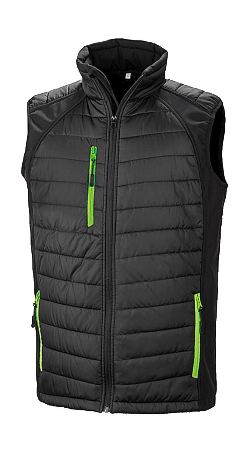 Black Compass Padded Softshell Gilet in Farbe Black/Lime