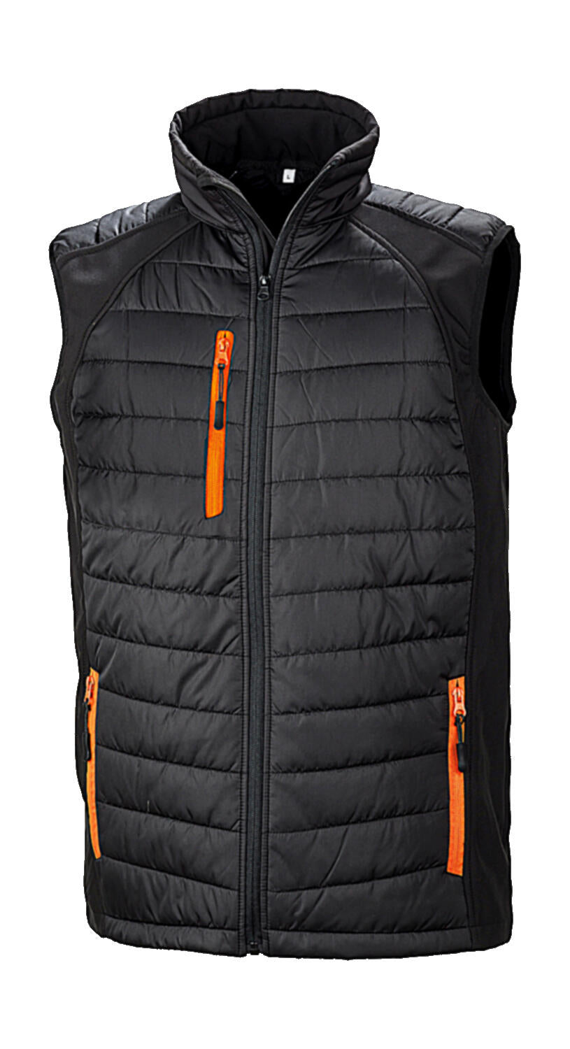 Black Compass Padded Softshell Gilet in Farbe Black/Orange