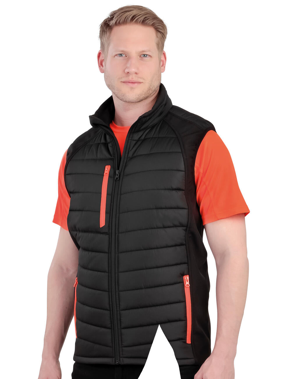Black Compass Padded Softshell Gilet in Farbe Black/Yellow