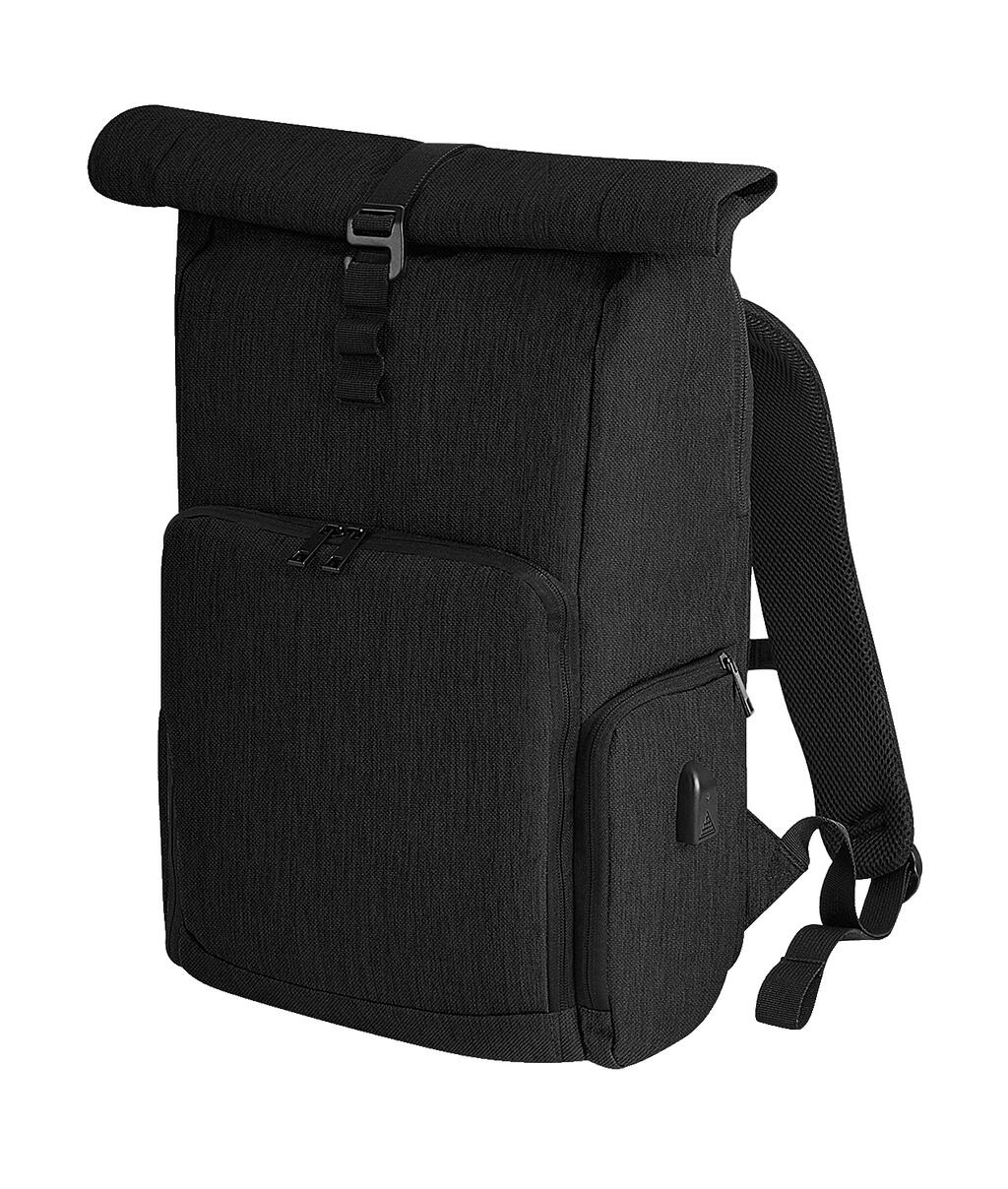 Q-Tech Charge Roll-Top Backpack in Farbe Black