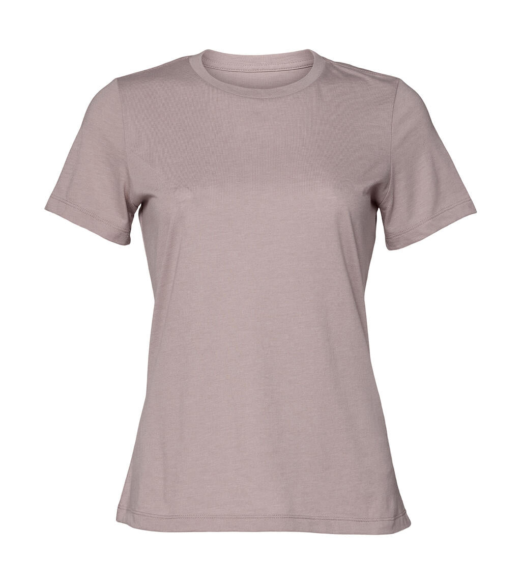Women's Relaxed CVC Jersey Short Sleeve Tee in Farbe Heather Pink Gravel