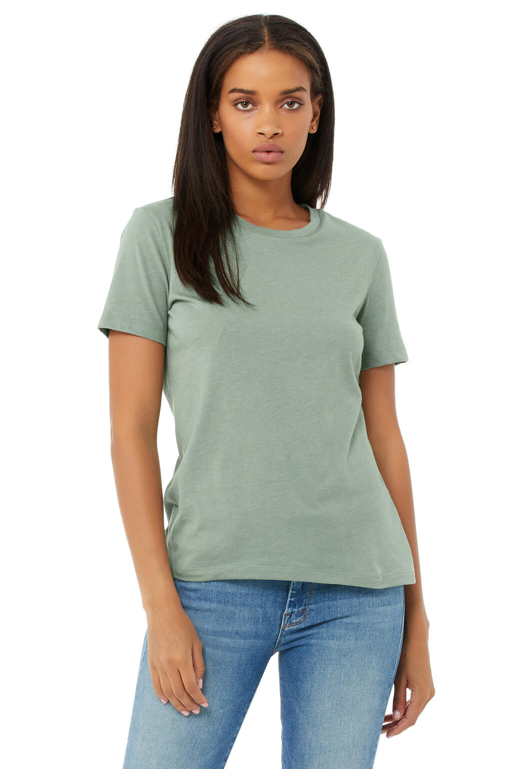 Women's Relaxed CVC Jersey Short Sleeve Tee in Farbe Heather Natural