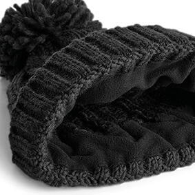 Cable Knit Melange Beanie in Farbe Black
