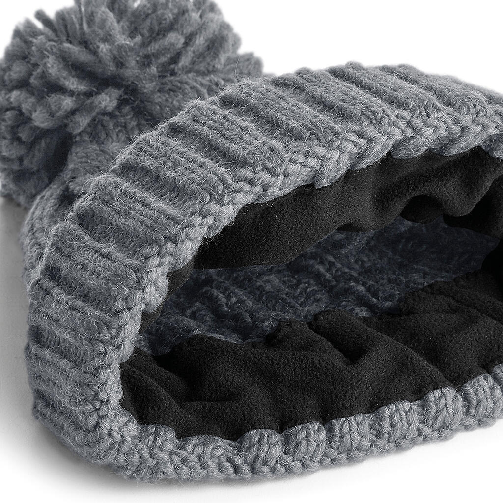 Cable Knit Melange Beanie in Farbe Black