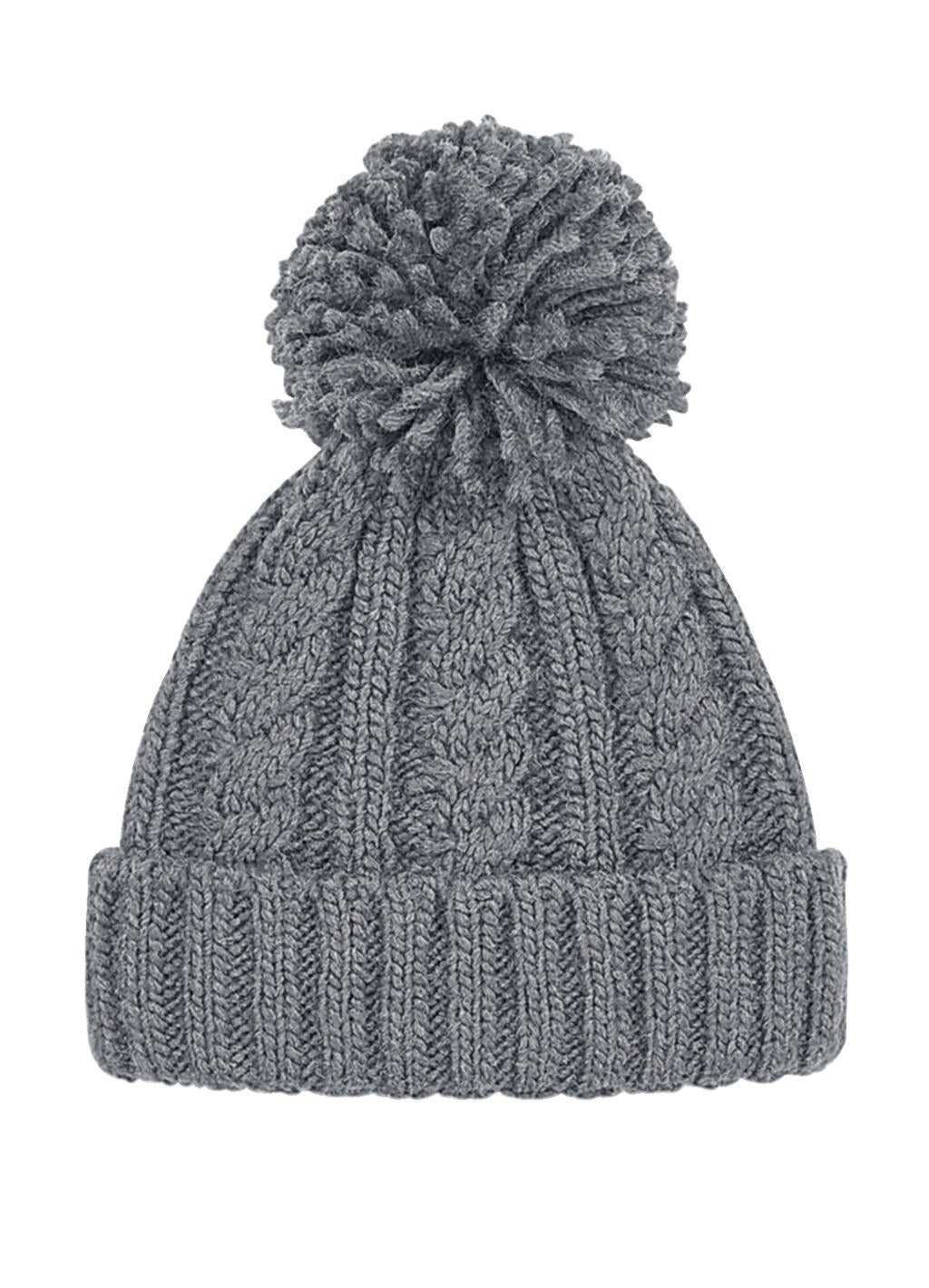Cable Knit Melange Beanie in Farbe Light Grey