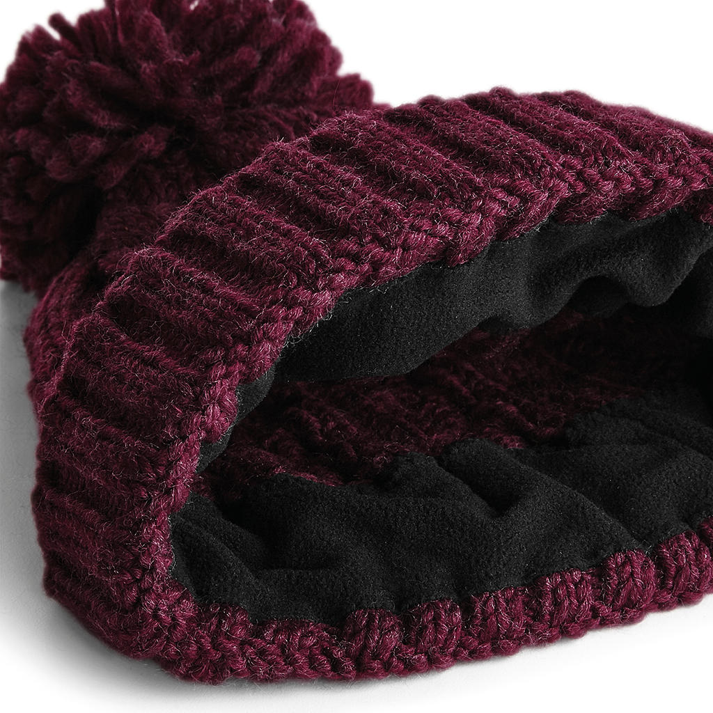 Cable Knit Melange Beanie in Farbe Black