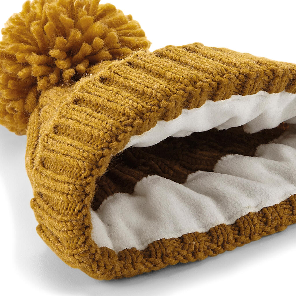 Cable Knit Melange Beanie in Farbe Black