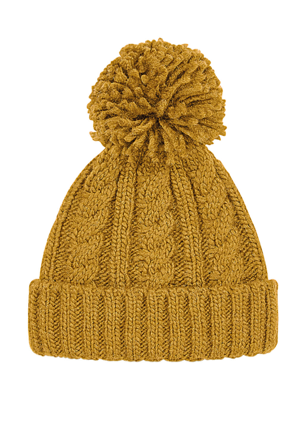 Cable Knit Melange Beanie in Farbe Mustard