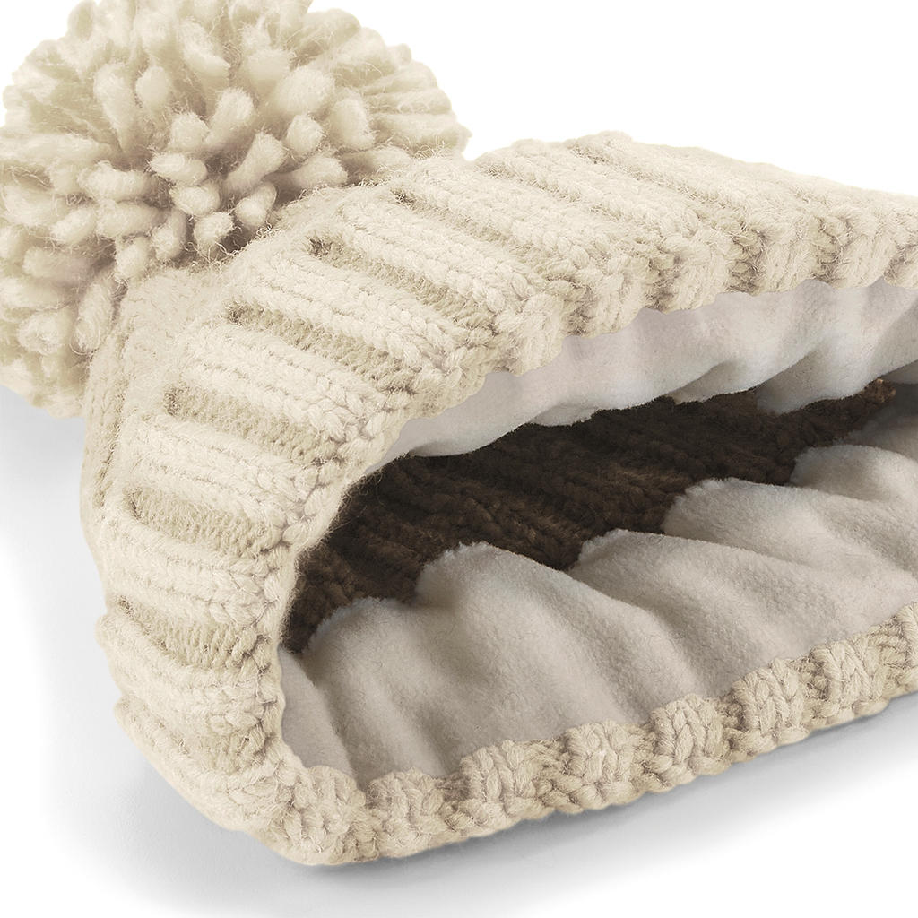Cable Knit Melange Beanie in Farbe Black