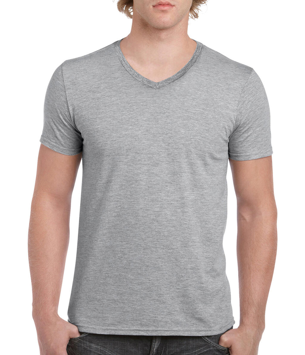 Gildan Mens Softstyle® V-Neck T-Shirt in Farbe Sport Grey