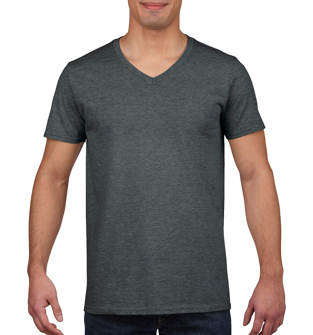 Gildan Mens Softstyle® V-Neck T-Shirt in Farbe Dark Heather