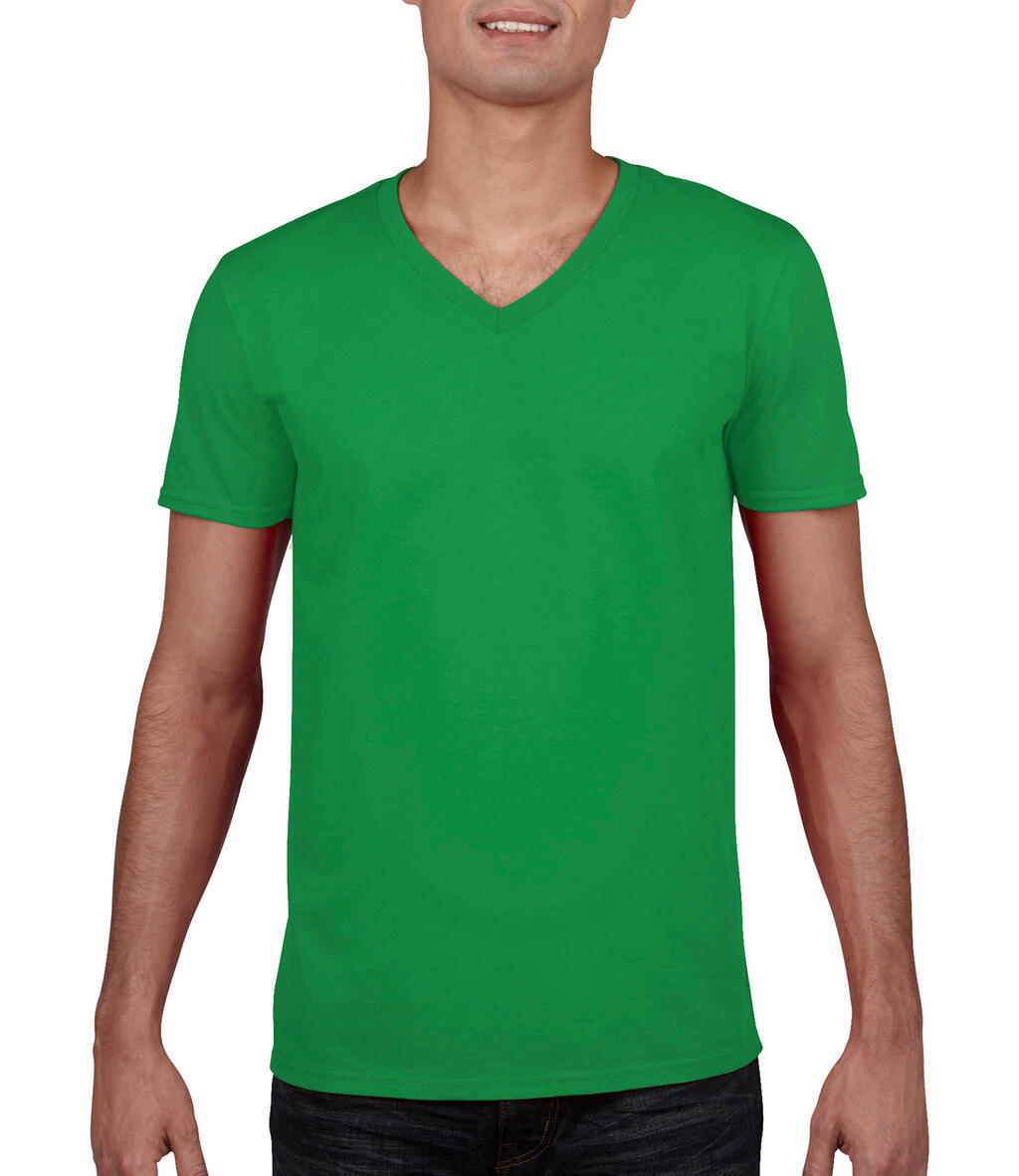 Gildan Mens Softstyle® V-Neck T-Shirt in Farbe Irish Green