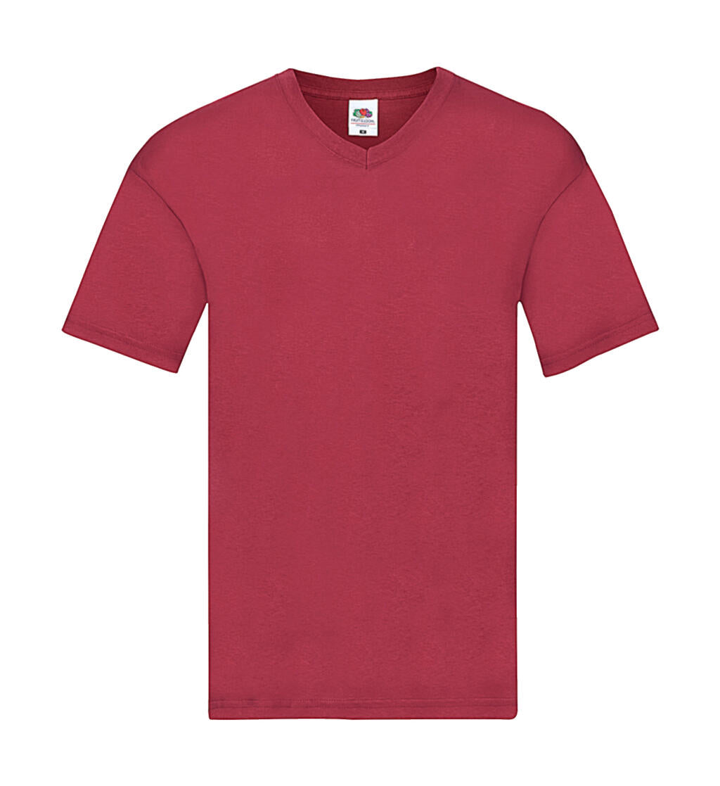 Original V-Neck T in Farbe Brick Red