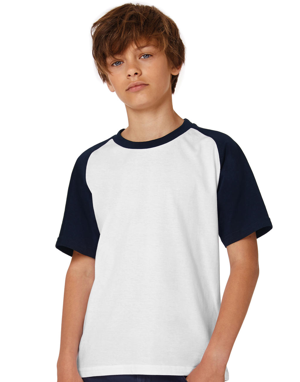 Base-Ball/kids T-Shirt in Farbe White/Navy