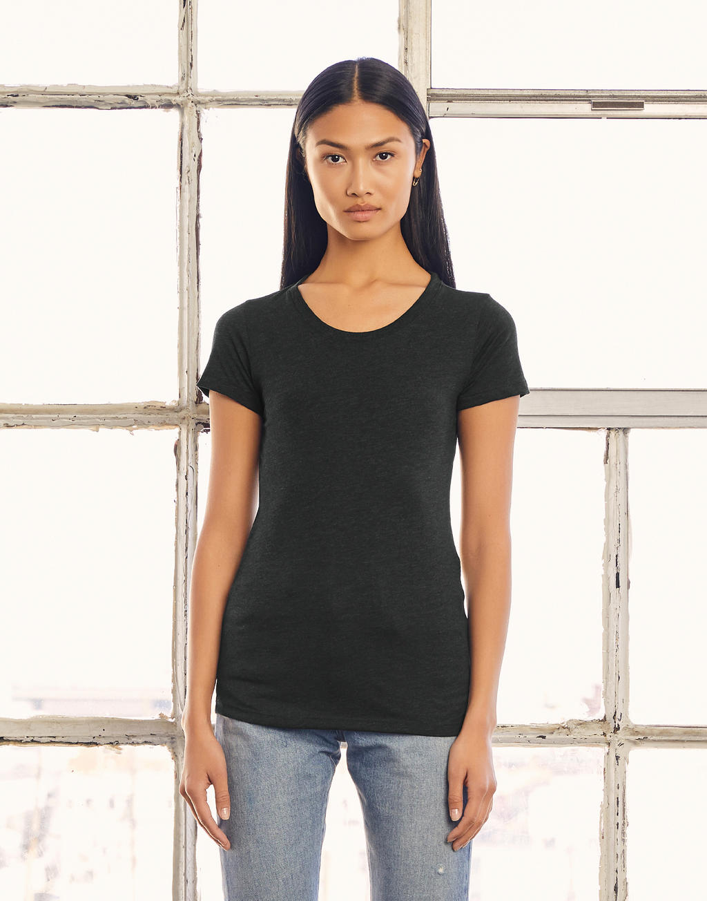 Triblend Crew Neck T-Shirt in Farbe Grey Triblend