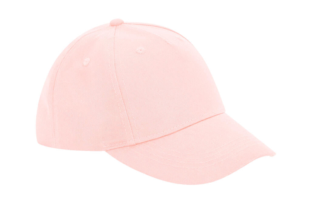 Junior Organic Cotton 5 Panel Cap in Farbe Powder Pink