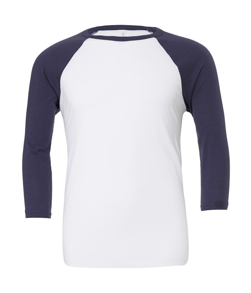 Unisex 3/4 Sleeve Baseball T-Shirt in Farbe White/Navy