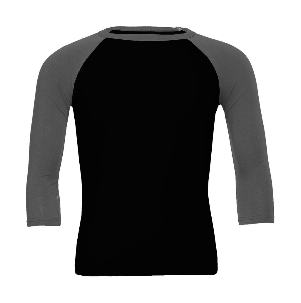 Unisex 3/4 Sleeve Baseball T-Shirt in Farbe Black/Deep Heather
