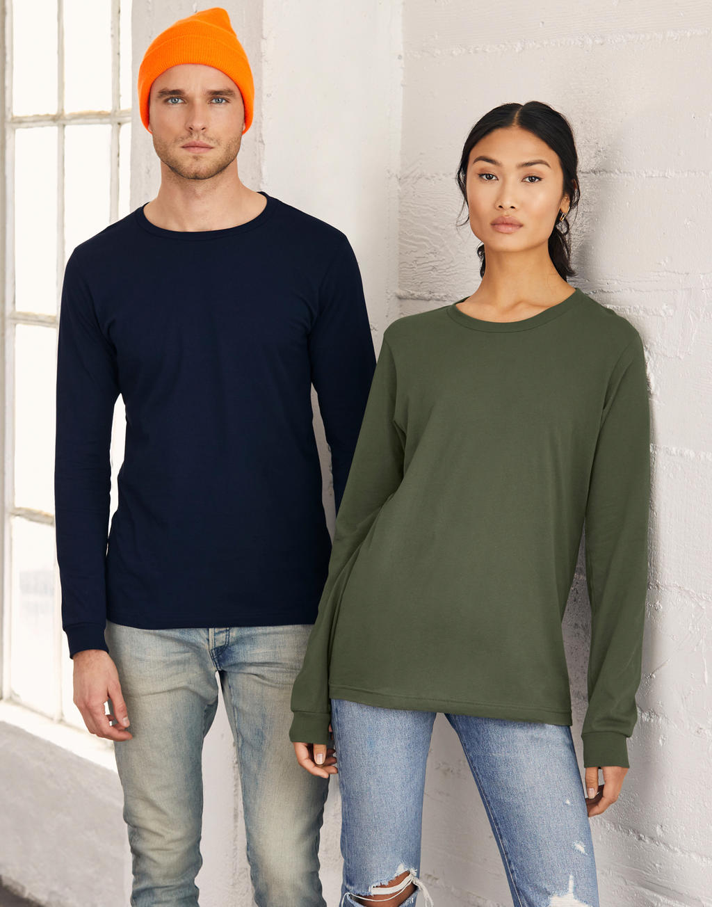 Unisex Jersey Long Sleeve Tee in Farbe White