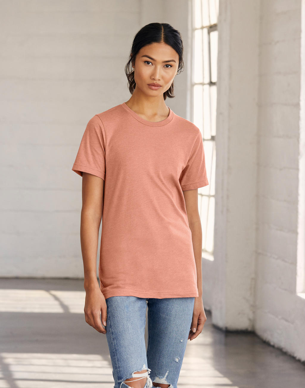 Unisex Heather CVC Short Sleeve Tee in Farbe Heather Stone