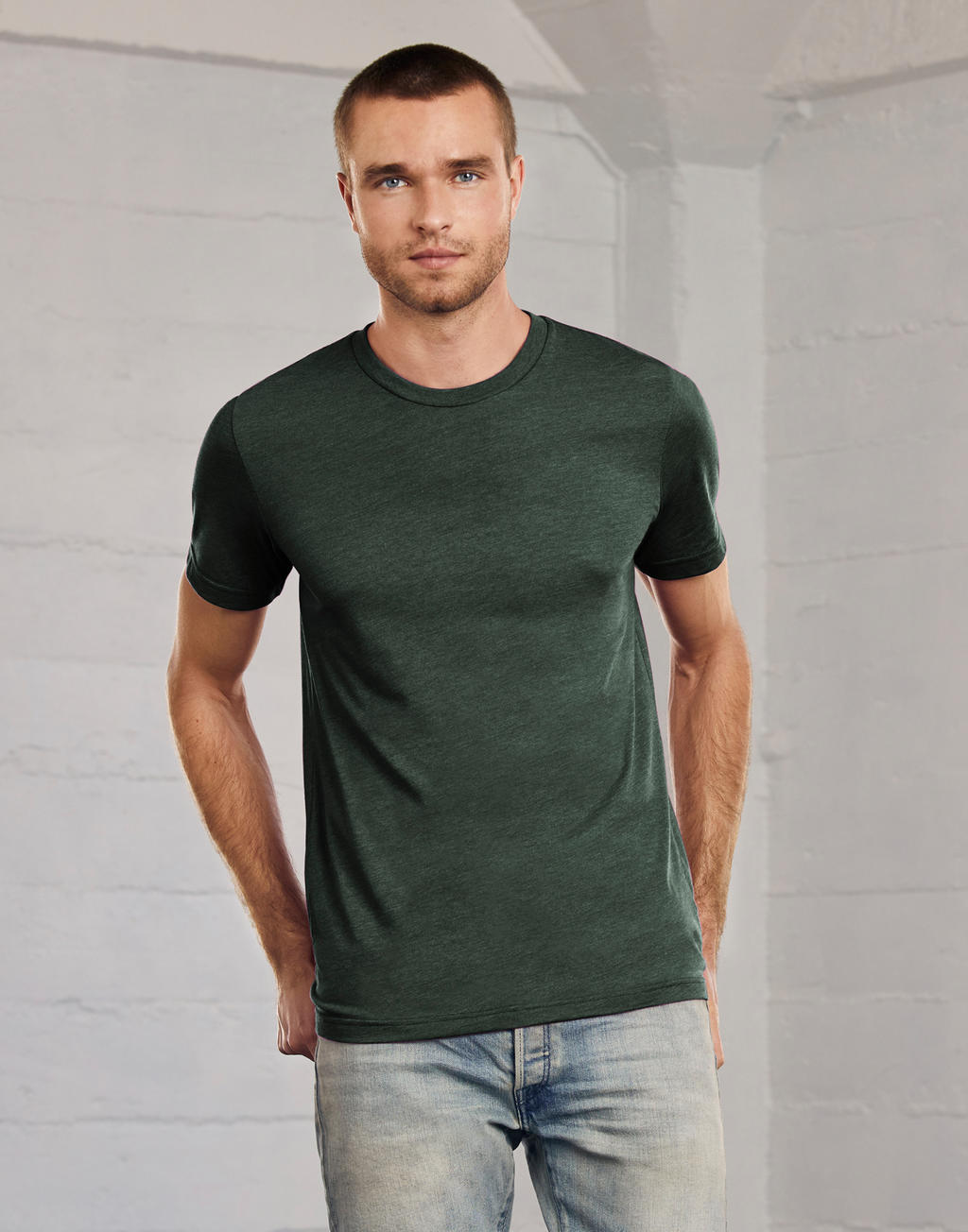Unisex Heather CVC Short Sleeve Tee in Farbe Heather Stone