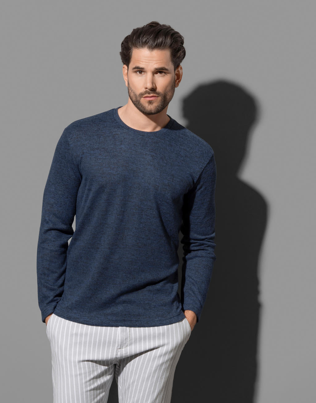 Knit Long Sleeve in Farbe Light Grey Melange