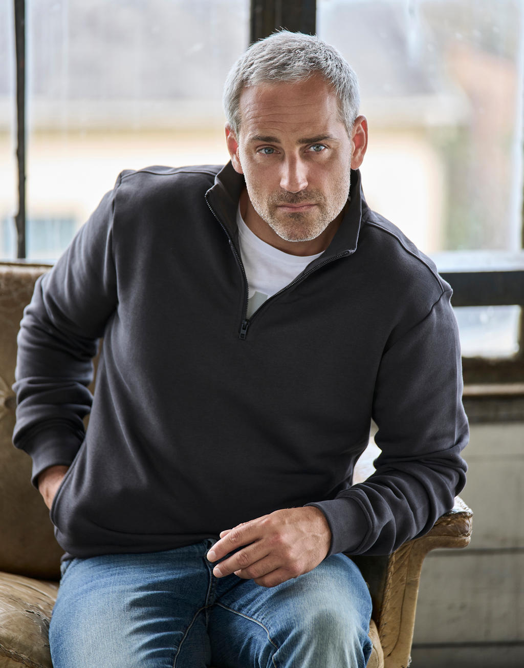 Half Zip Sweatshirt in Farbe Black