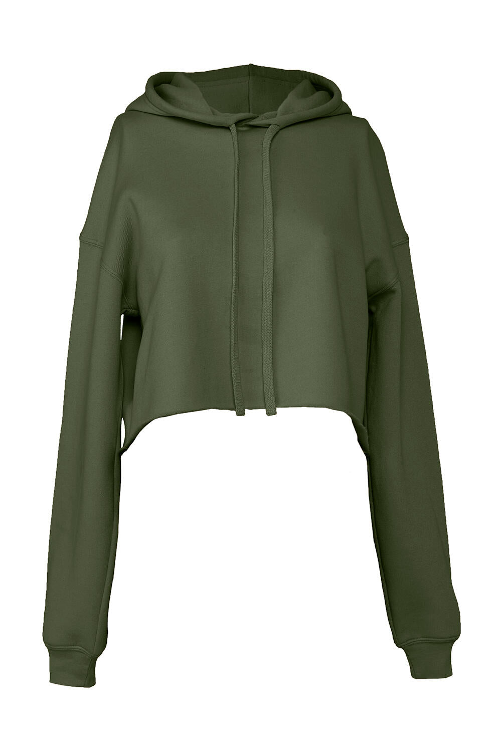 Women's Cropped Fleece Hoodie in Farbe Military Green
