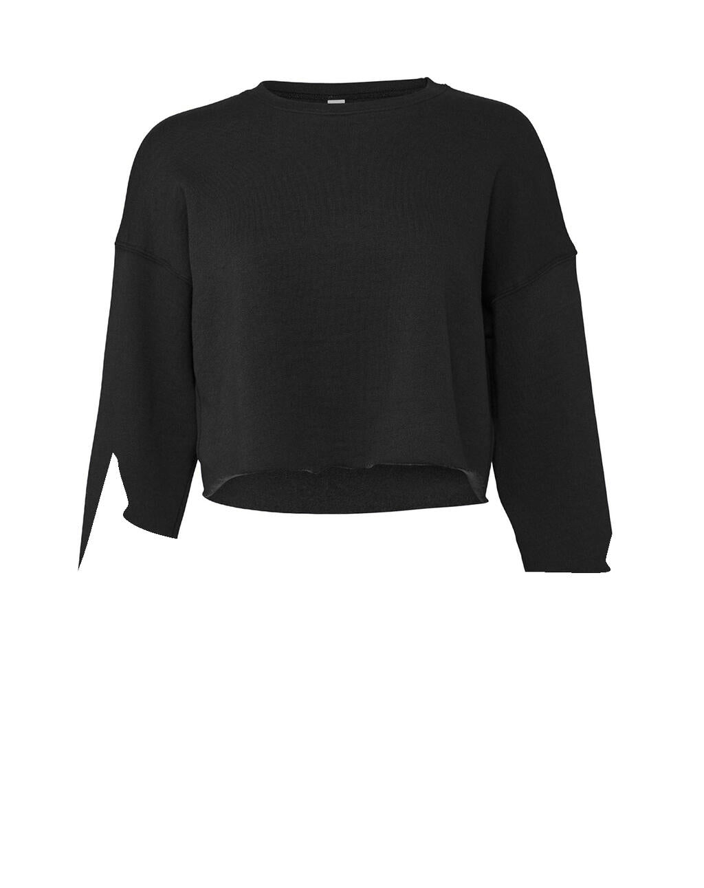 Women's Cropped Crew Fleece in Farbe Black