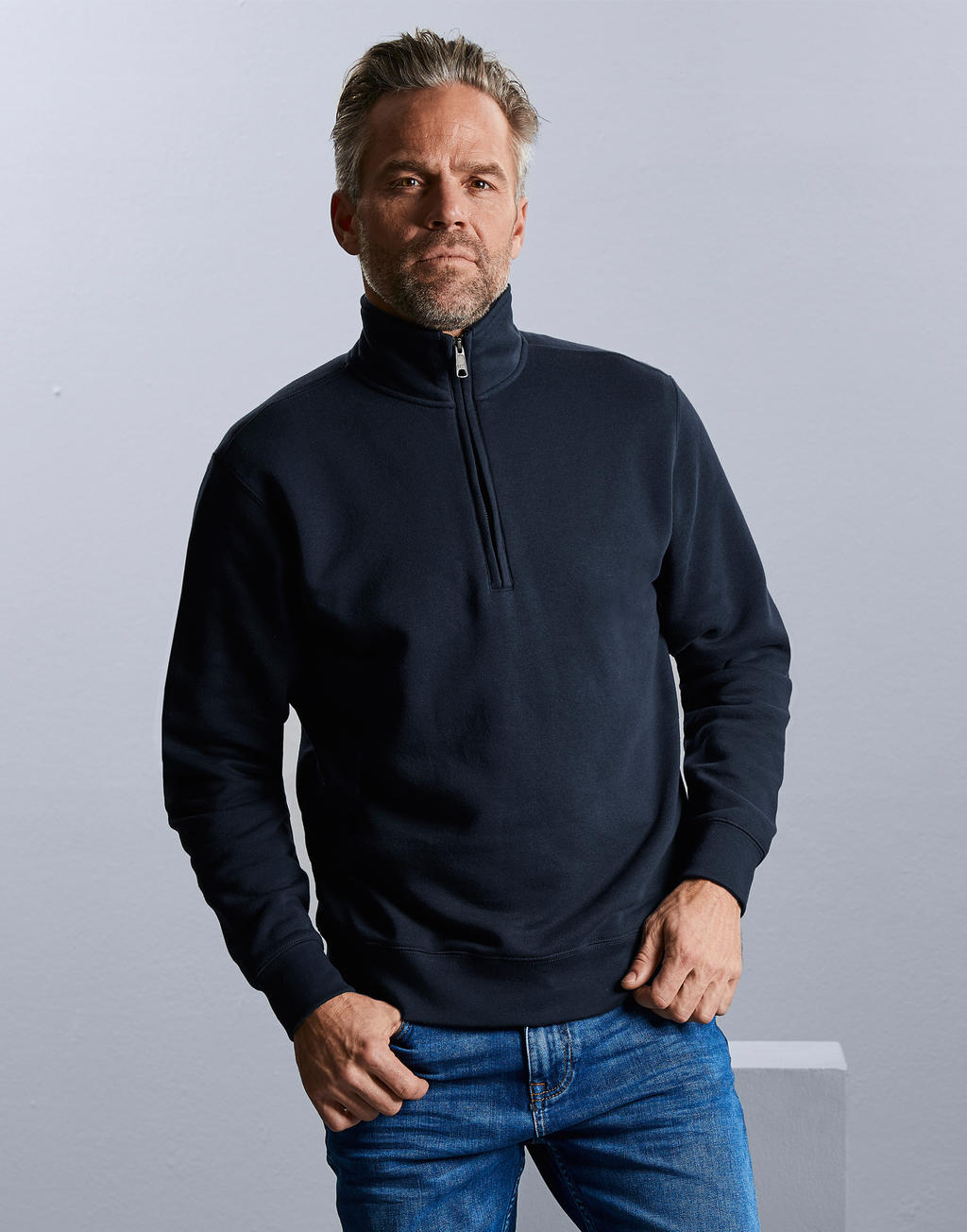 Authentic 1/4 Zip Sweat in Farbe White