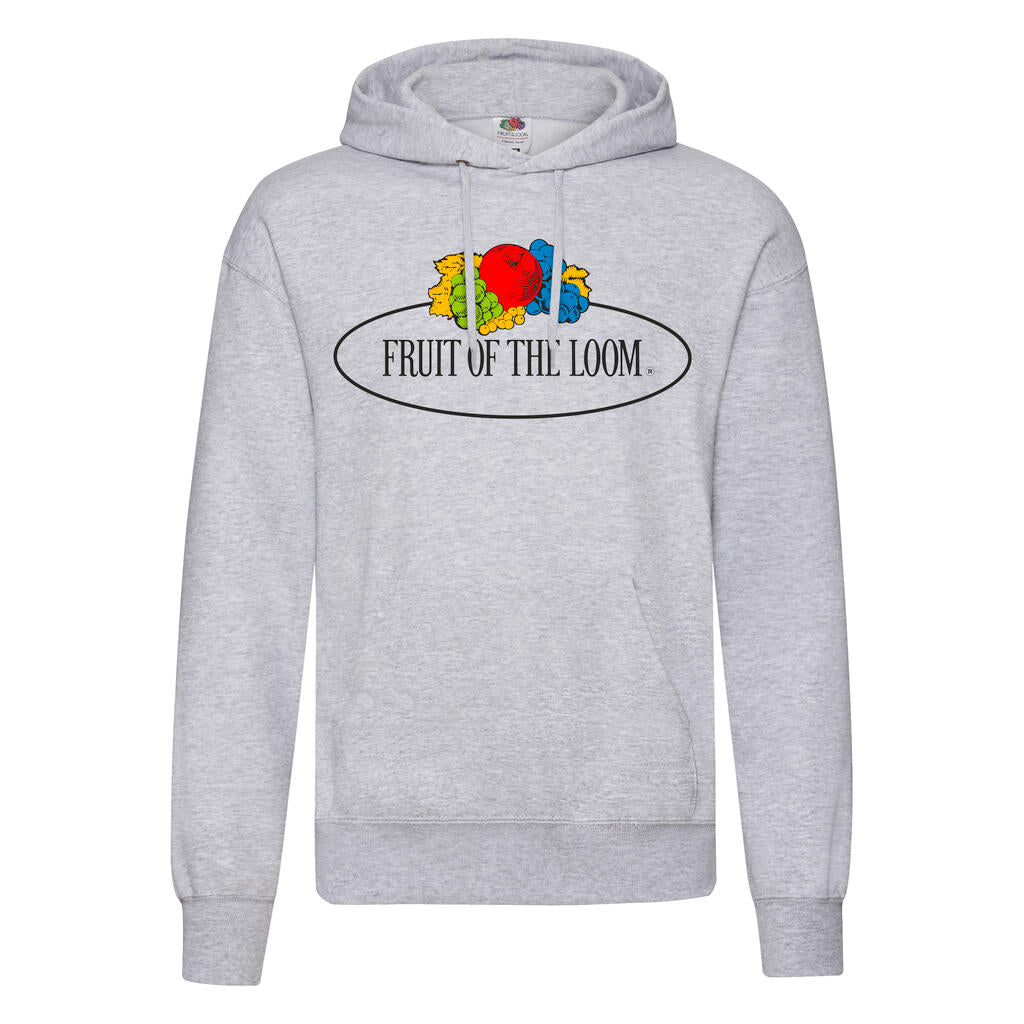 Vintage Hooded Sweat Classic Large Logo Print in Farbe Heather Grey