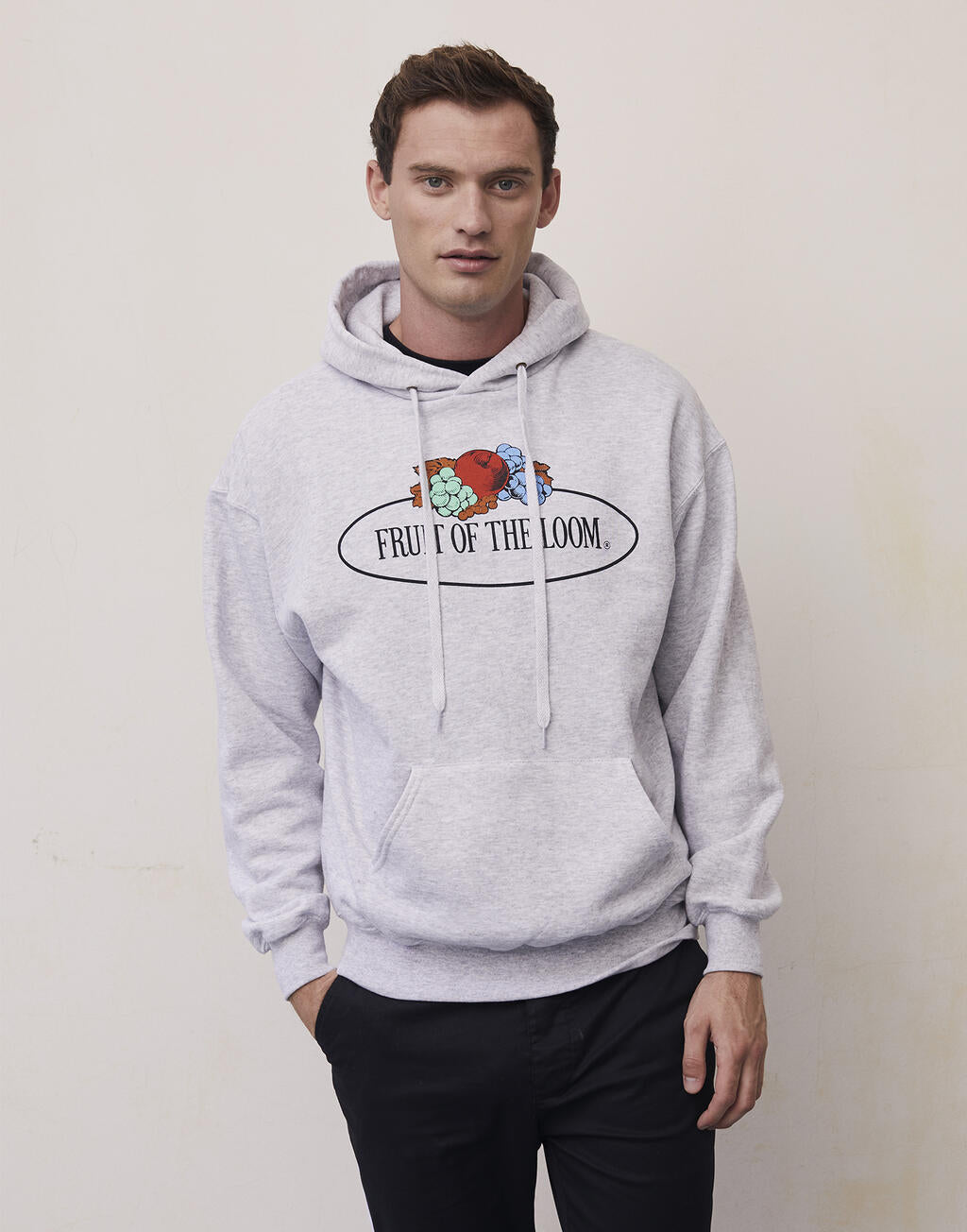 Vintage Hooded Sweat Classic Large Logo Print in Farbe White