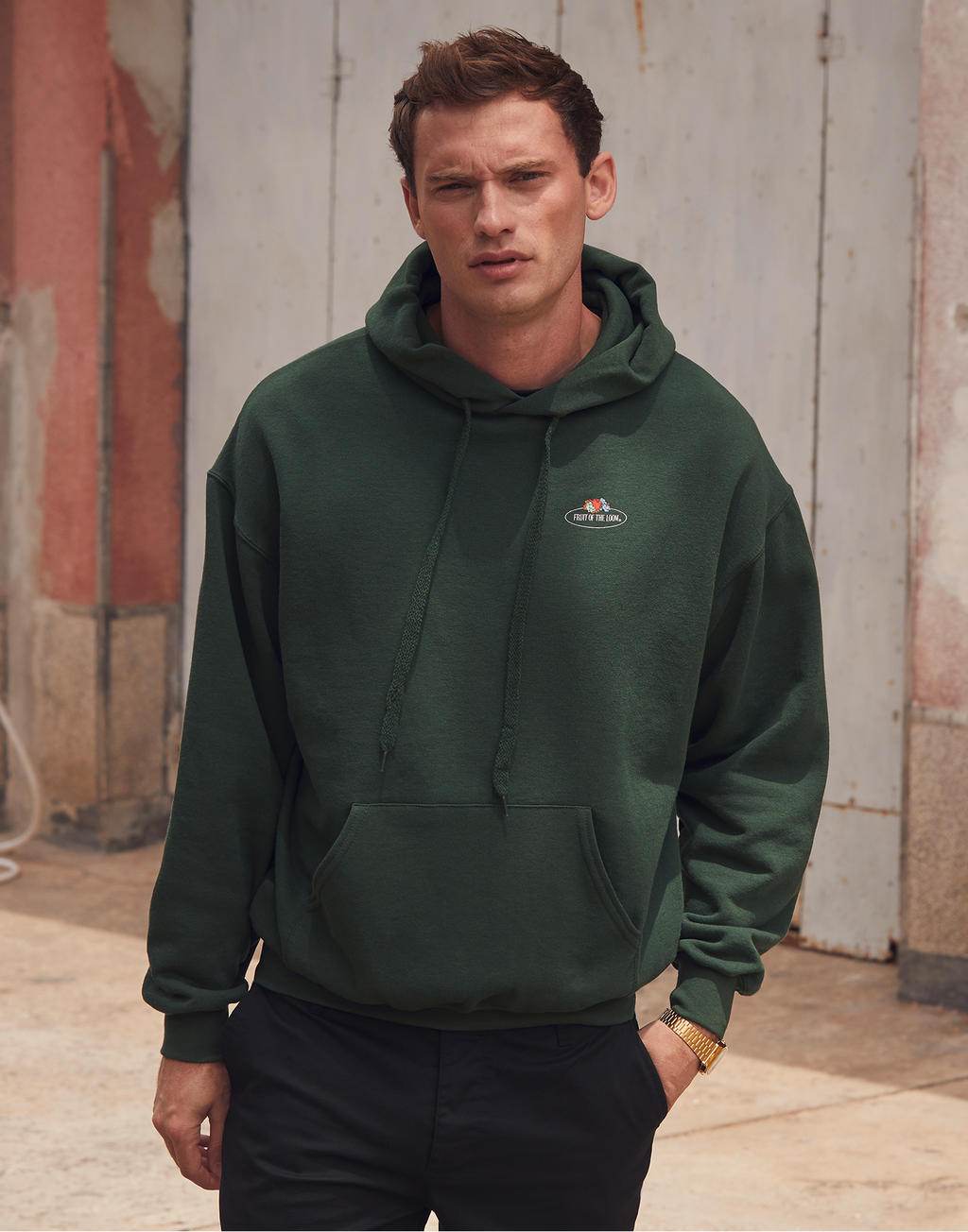Vintage Hooded Sweat Classic Small Logo Print in Farbe White