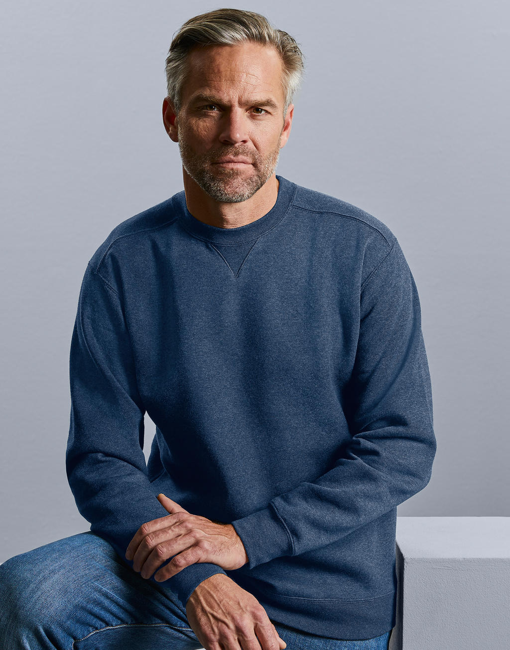 Authentic Melange Sweat in Farbe Carbon Melange